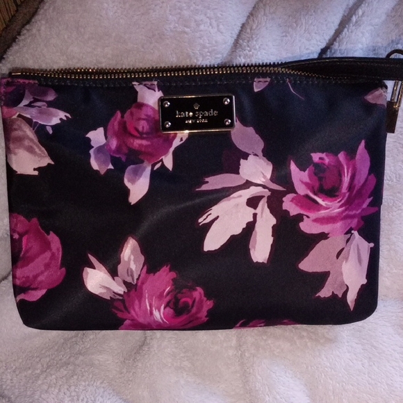 kate spade Handbags - Kate Spade Black and Purple Floral Clutch